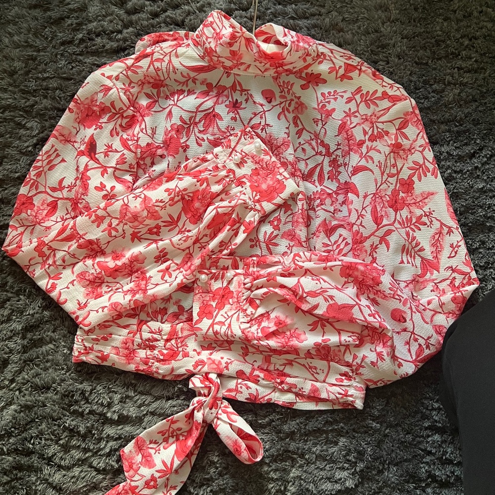 Pink open back blouse